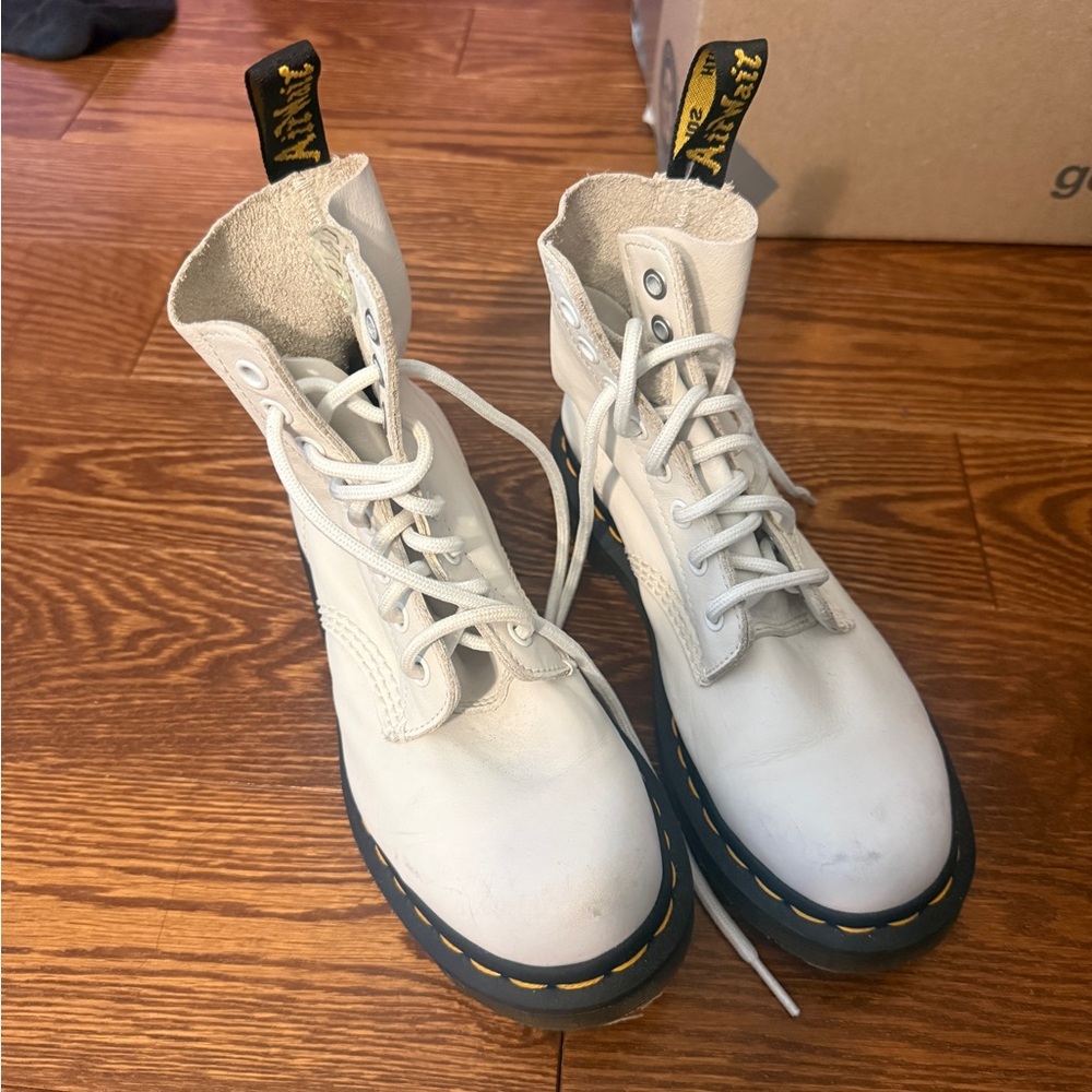 Dr. Martens White Boots with Black Soles